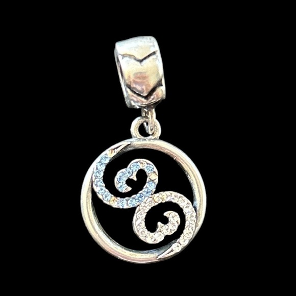 Charmed Memories Charm Sterling Silver Swirl white/Blue CZ Charm NWT - Picture 3 of 3